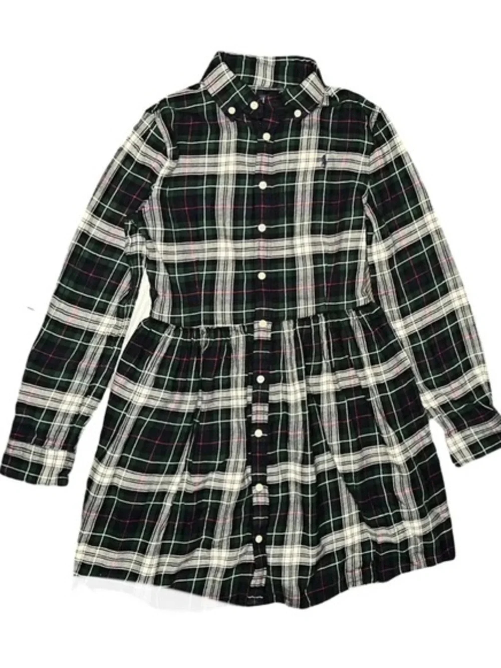 Polo by Ralph Lauren Green and White Plaid Shirt Dress Sz 6